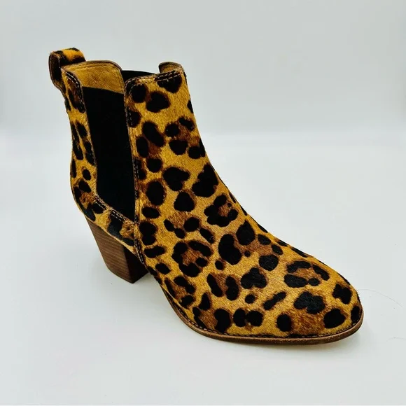 Madewell boots Regan Chelsea boots leopard print calf fur boots women size 6.5 - Picture 1 of 12